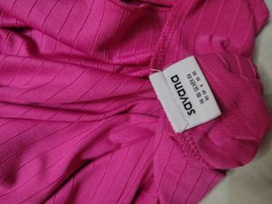 Savana Hot Pink Ribbed Mock Neck Crop Top
