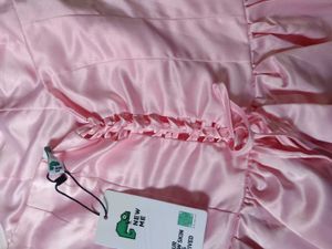 strapless pink satin corset dress