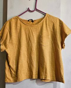 Mustard Yellow Textured T-Shirt