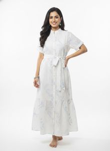 White Floral Print Maxi Dress