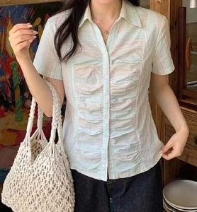 Korean Pinterest Classic Stripped Ruffled Shirt