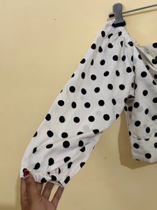 SSS Front Tie Polka Dot Crop Top