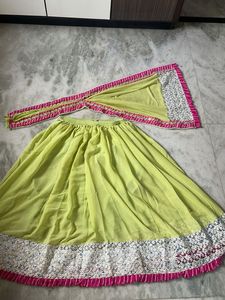 Green Lehenga& designer Dupatta