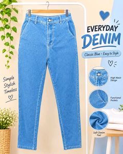 Classic Blue High Waist Denim Jeans