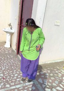 Lime Green Kurta with Purple farshi salwar