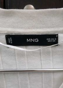 MNG White Ribbed Knit Cardigan