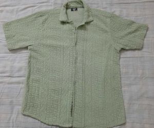 Light Green Textured Short Sleeve Shirt