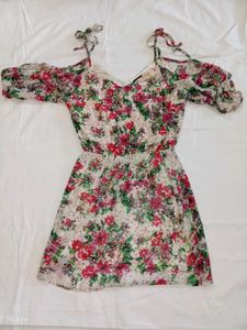 Floral Cold Shoulder Mini Dress
