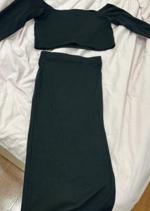 Imported Elegant Black Top &amp; Skirt Set