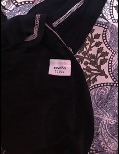 Black "Rockmore" Graphic Long Sleeve Crop Top