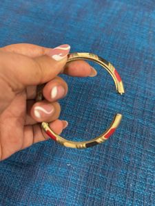 Unique Red &amp; Gold Tone Bangle Bracelet