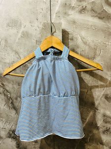 Striped Halter Neck Bikini Top