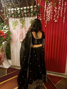 Elegant Black Embroidered Lehenga Choli Set