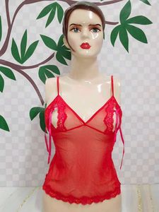 [1451)Red Lace Lingerie Top
