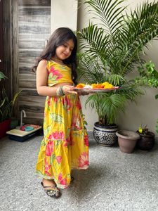 Vibrant Yellow Floral Lehenga Set
