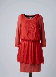 European brand ! luxury Chic orange Layered Dress