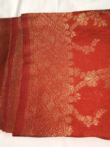Vintage Rust Orange with Gold Brocade Fabric