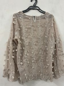 Sheer Floral Embellished Blouse