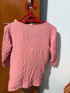 Pink Embroidered Cotton Kurti