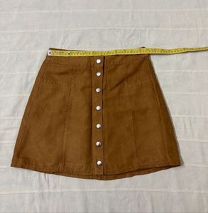 H&amp;M Button-Front Suede Mini Skirt
