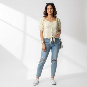 Cute Floral Button-Up Top💛 [M]