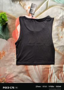 Cute Black Crop Top with Cat Design