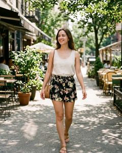 H&amp;M Tropical Print High-Waisted Shorts