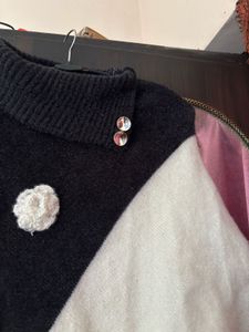 Chic Black &amp; White Poncho Sweater