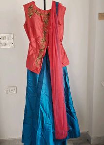 Pretty Pink &amp; Turquoise Ethnic Wear Set
