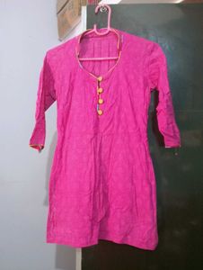 Vibrant Pink Kurta Set with Yellow Palazzo