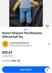 Homer Simpson The Simpsons Official Soft Toy