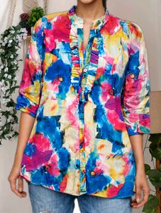 Colorful Ruffled Blouse