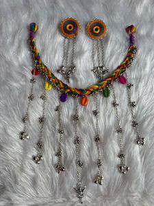 Boho Multicolor Thread & Shell Necklace Set