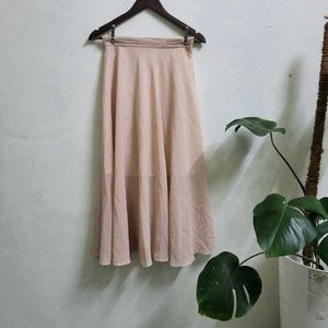 Flowy Beige Midi Skirt