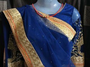 1-TimeUsed OrangeLehengaWithNavyBlueBlouse&amp;Dupat