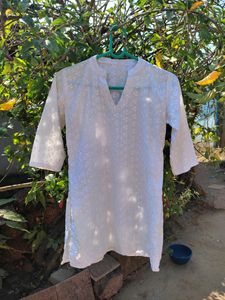 White Chikenkari Kurti