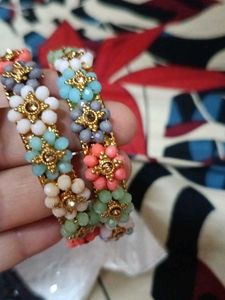 Colorful Beaded Flower Bangles