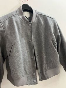 Grey cropped Bomber Jacket