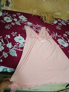 Peach Lace Trim Nightgown
