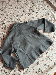 Grey Girls Blazer with Bow