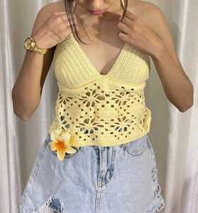 Yellow Crochet Halter Top