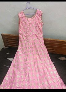 Peach Ethnic Kurta Set with Silver Stripes