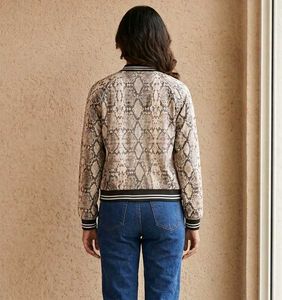Stylish Snake Print Bomber Jacket