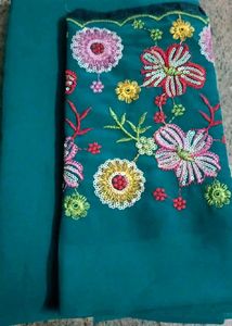 Emerald Levender Embroidered Saree