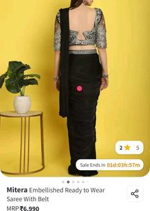 Mitera Embellished Ready to Wear Saree with Belt