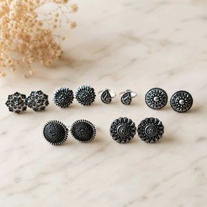 Oxidized Silver Jhumka and Ring Set