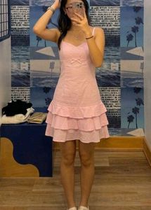 y2k Charming Tiered Ruffle Pink Dress