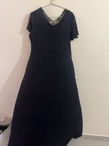 Elegant Black Lace Sleeve Maxi Dress