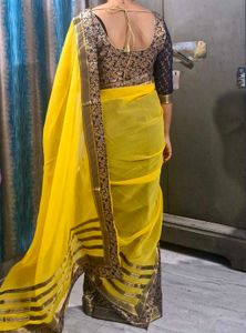Beautiful Blue and Yellow Saree