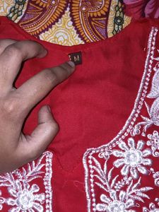 Vibrant Red Embroidered Kurti